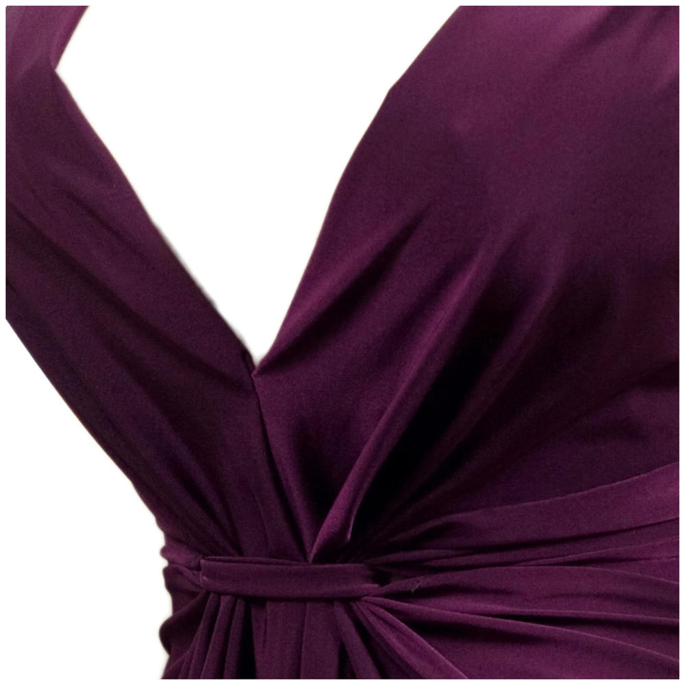 eVogues Apparel Plus Size Sexy Purple Low Cut V-Neck Mini Dress