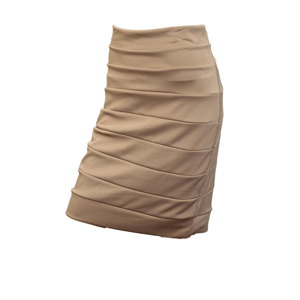 eVogues Apparel Jr Plus Size Bandage Pull On Pencil Skirt Beige