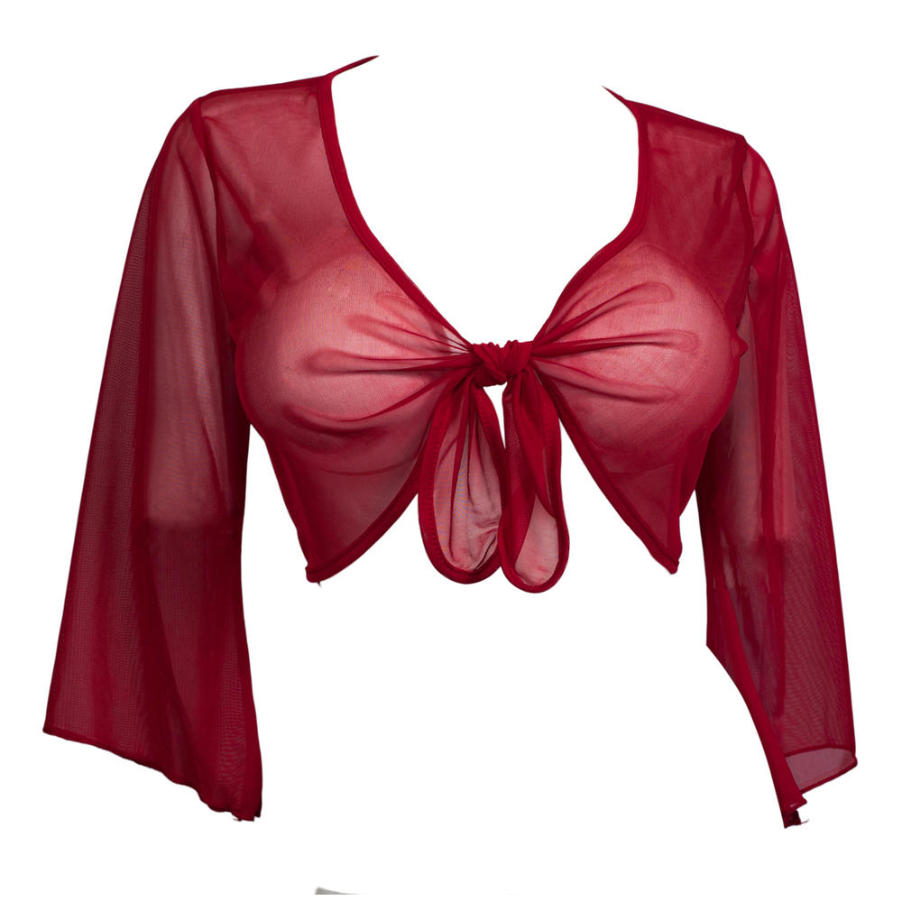 eVogues Apparel Plus Size Sexy Red Sheer Front Tie Bolero Shrug
