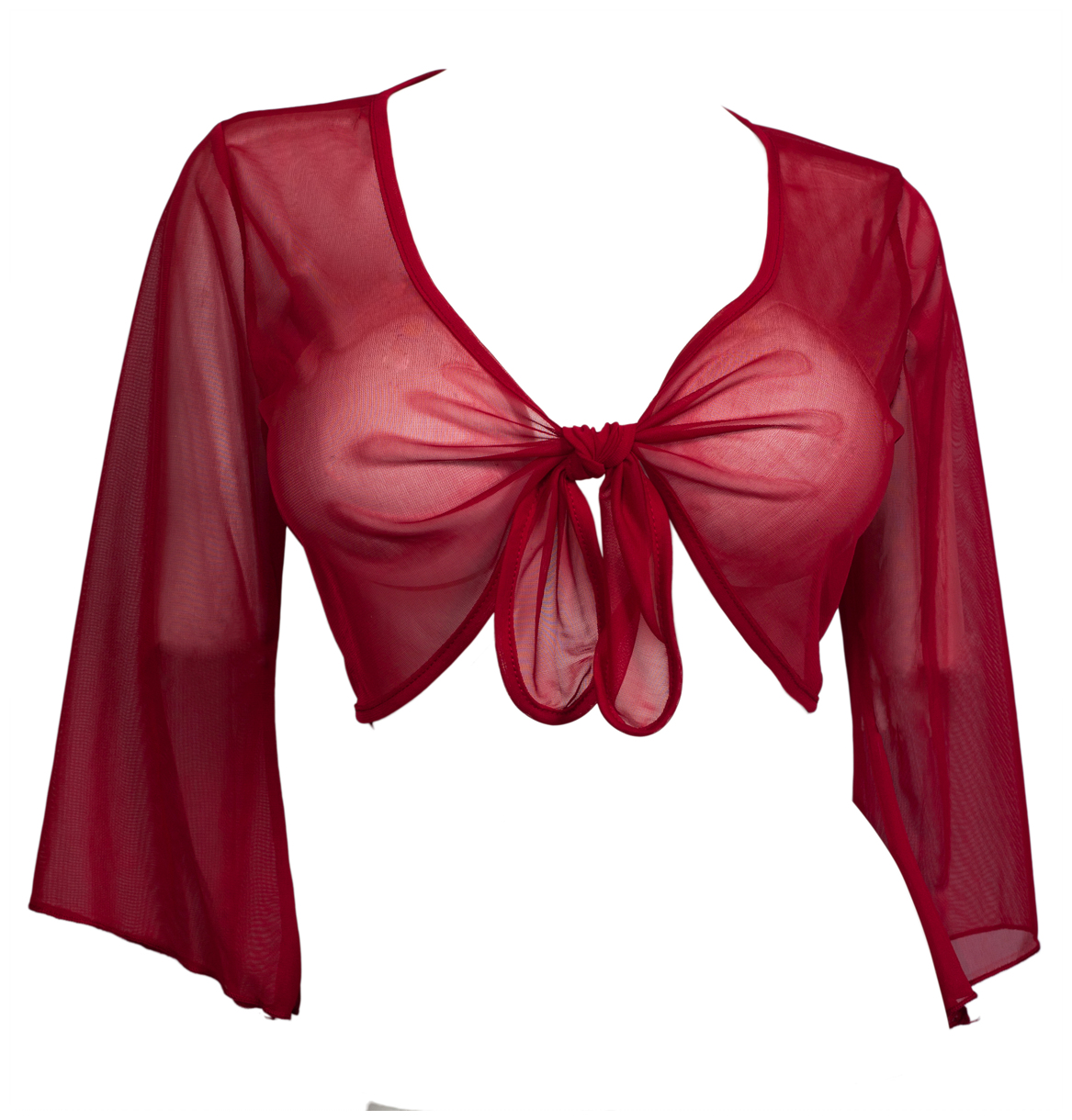 eVogues Apparel Plus Size Sexy Red Sheer Front Tie Bolero Shrug