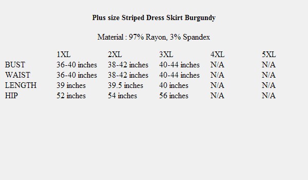 eVogues Apparel Plus size Striped Dress Skirt Burgundy