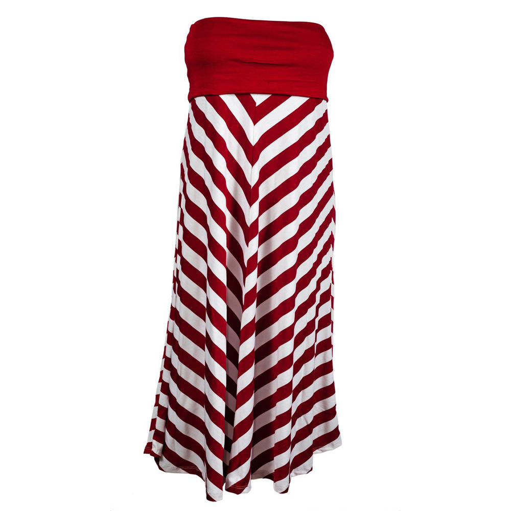eVogues Apparel Plus size Striped Dress Skirt Burgundy