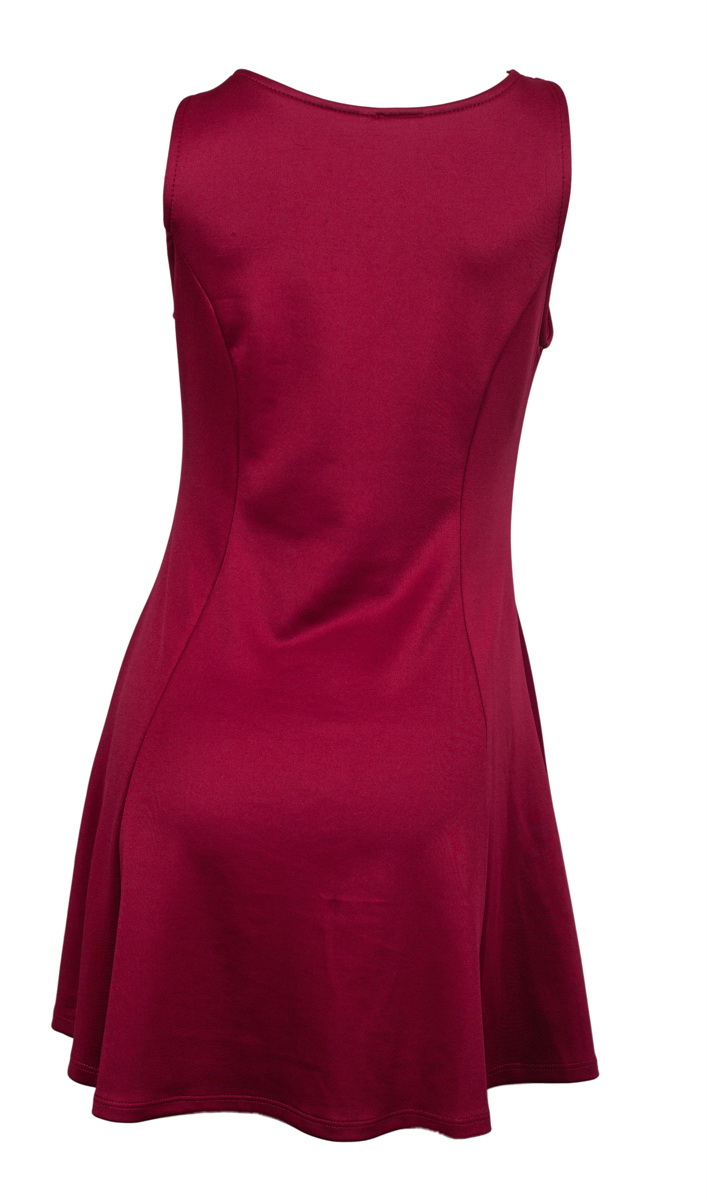 eVogues Apparel Plus Size Embellished Slimming Cutout Dress Burgundy