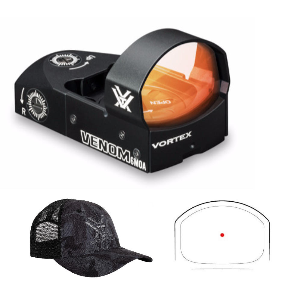 Vortex 6 MOA Venom Red Dot Sight with Vortex Hat (Color May Vary)