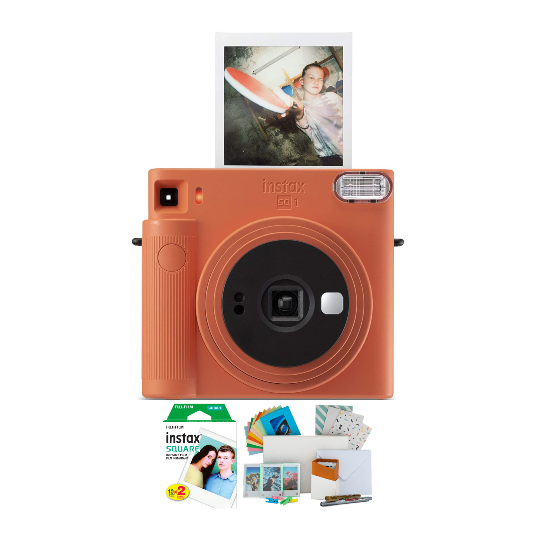Kalksteen Vermindering cafetaria 16670510 Fujifilm Instax Square SQ1 Instant Camera (Terracotta Orange) Film  Bundle