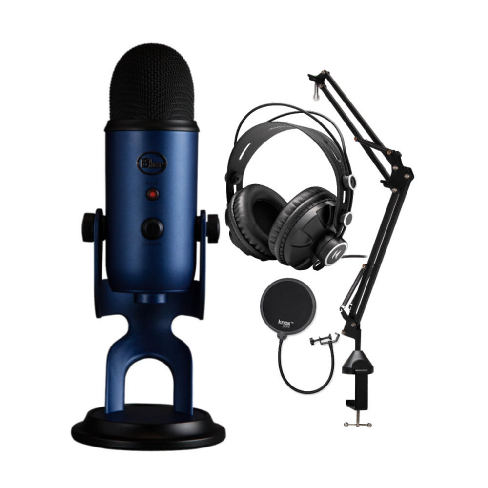 Blue Microphones Yeti USB Microphone (Midnight Blue) w/ Knox Studio Stand Bundle