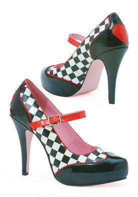 Leg Avenue Shoes Women's Shoes 4 Inch Checkered Print Mary Jane - Black