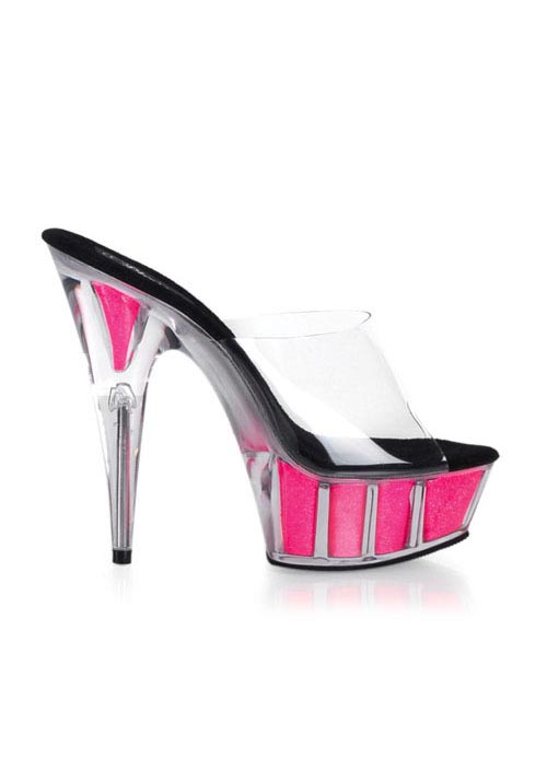 CLEARANCE Women's 6 Inch Stiletto Heel Neon Glitter Filled Platform