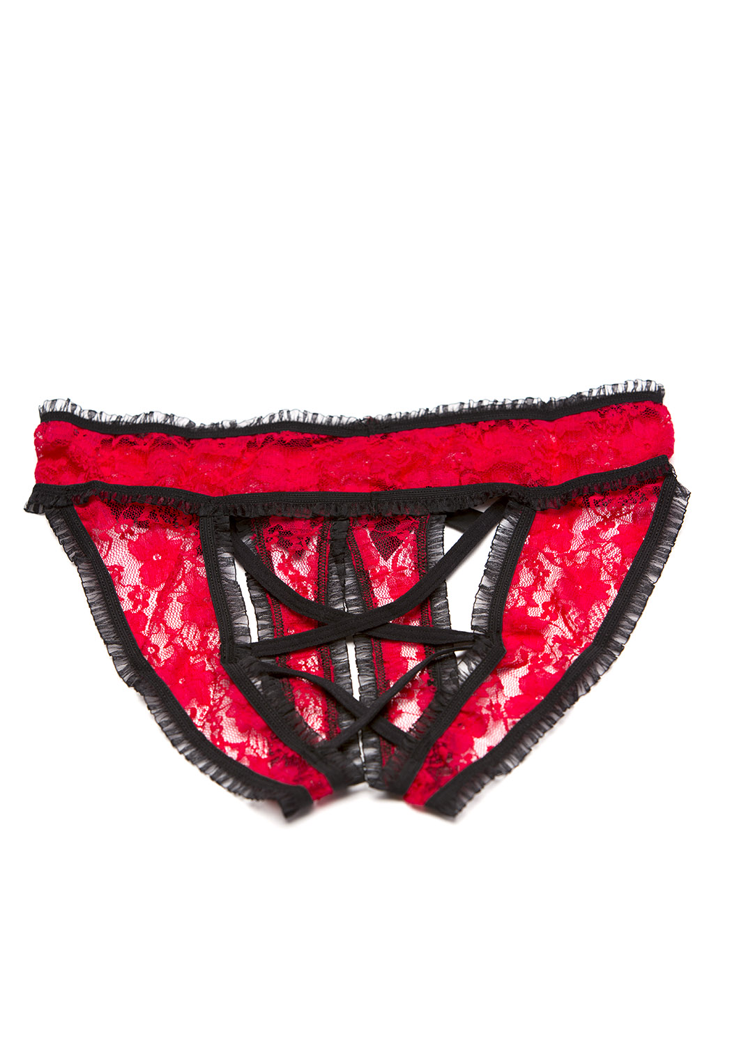 Shirley Of Hollywood Crotchless Stretch Lace Thong