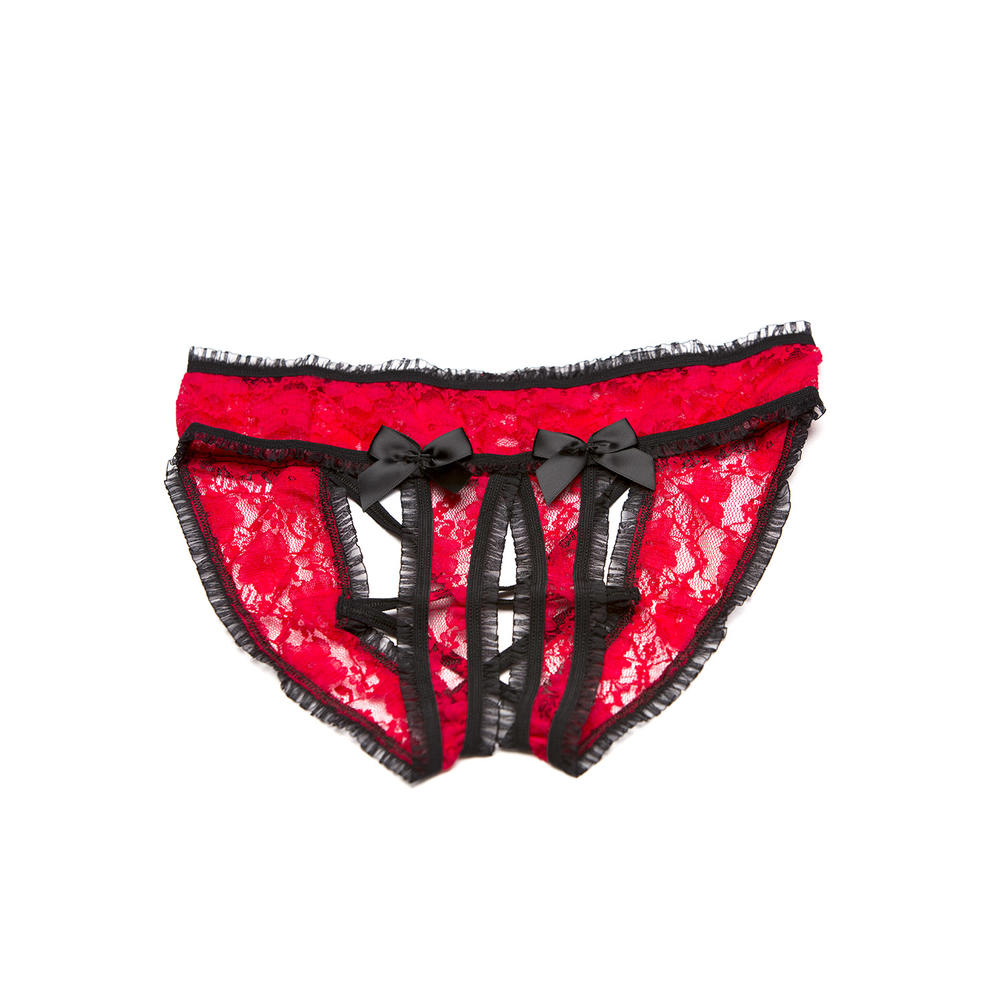 Shirley Of Hollywood Crotchless Stretch Lace Thong