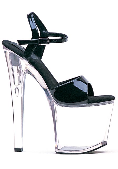 Ellie Shoes Juliet Women's 8 Inch Heel Ankle Strap Clear Bottom Pump Sandal - Black/Clear