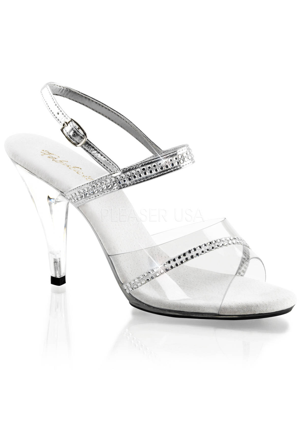FABULICIOUS 4 Inch Heel Slide - Clear/Clear