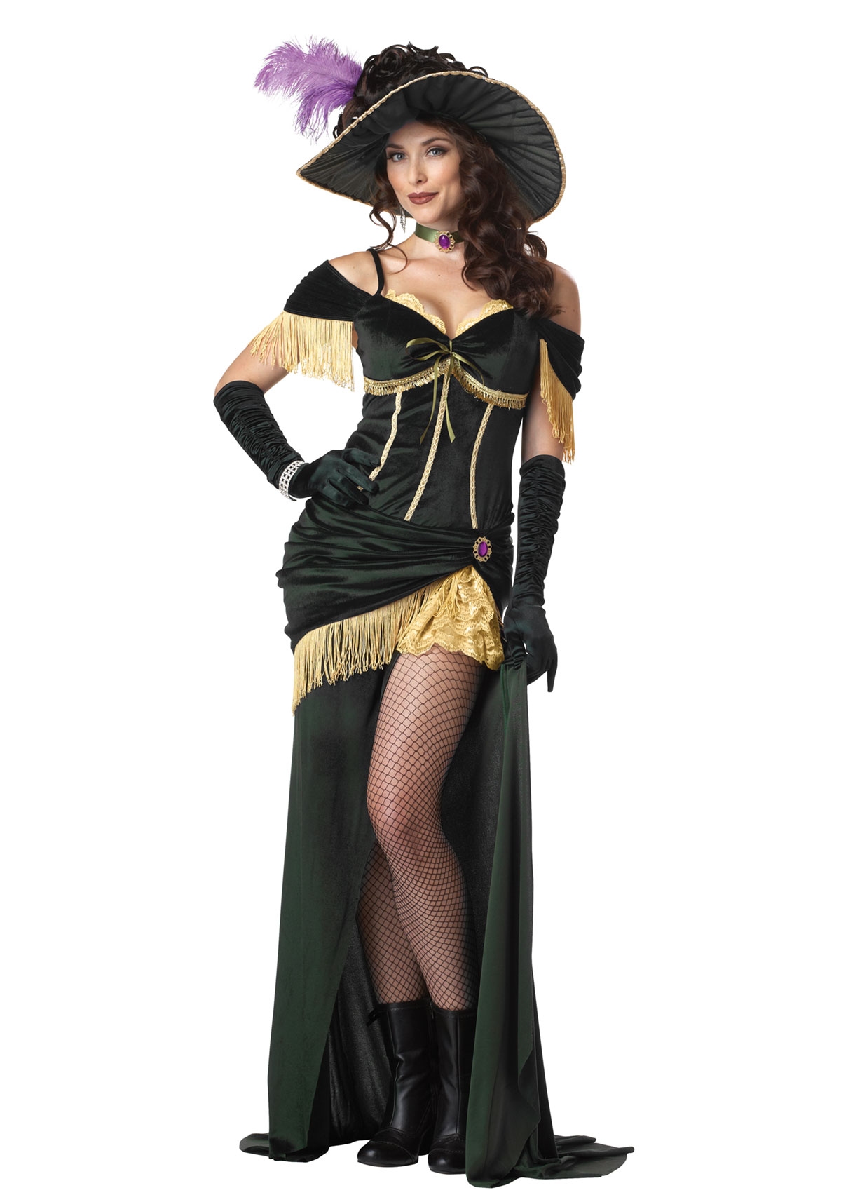 California Costume Adult Saloon Madame - Dark Green/Gold