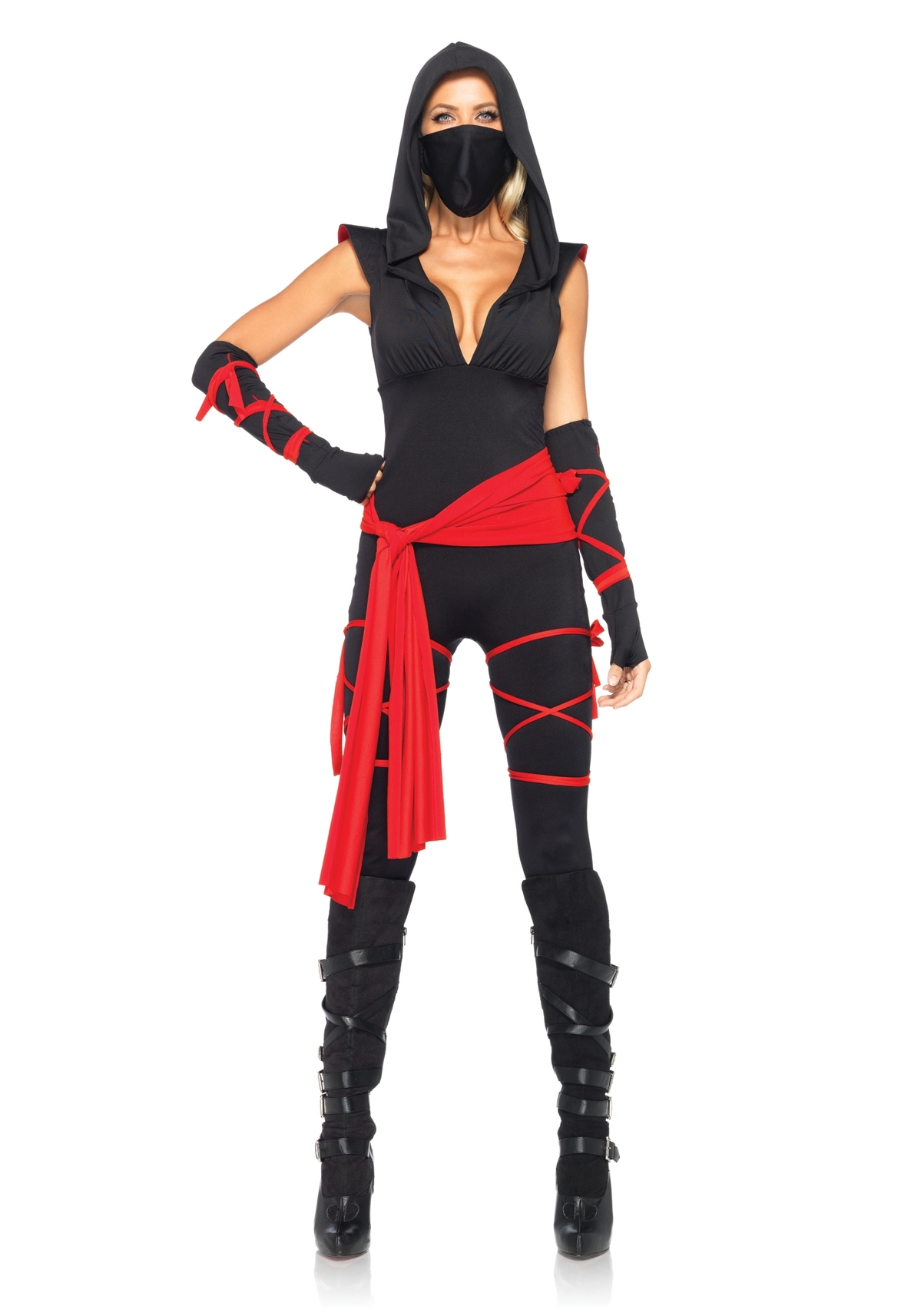Leg Avenue 5Pc Deadly Ninja - Black/Red