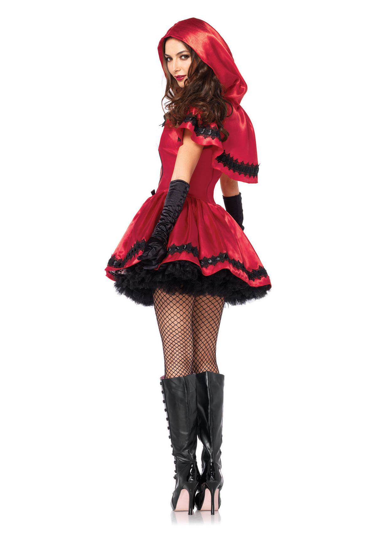 Leg Avenue 2Pc. Gothic Red Riding Hood, Peasant Dress And Hooded Cape - Red/White