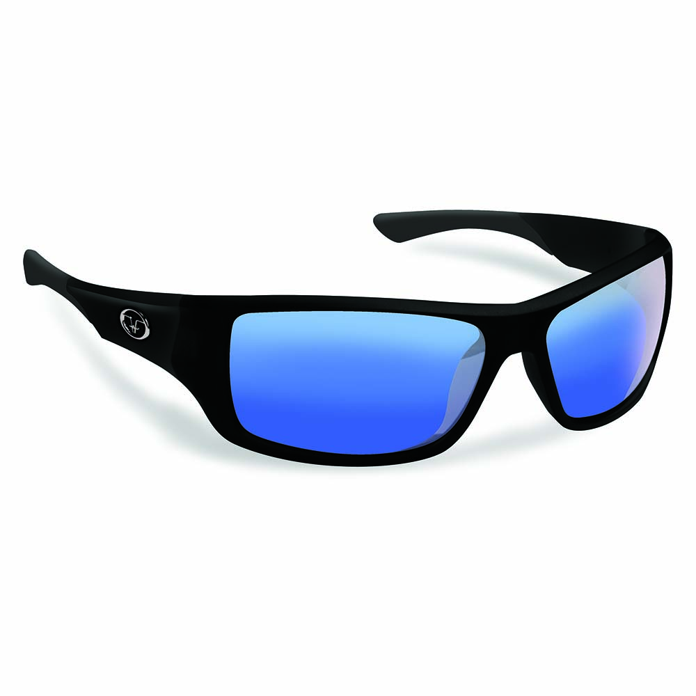 Flying Fisherman 7391BSB Triton Polarized Sunglasses, Matte Black Frames, Smoke- Blue Mirror Lenses