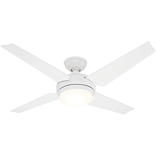 Hunter Fans 59073 Sonic 52 Inch White Ceiling Fan With Four Hunter Fans 59073 Sonic 52 Inch White Ceiling Fan With Four Maple Blades And Light Kit