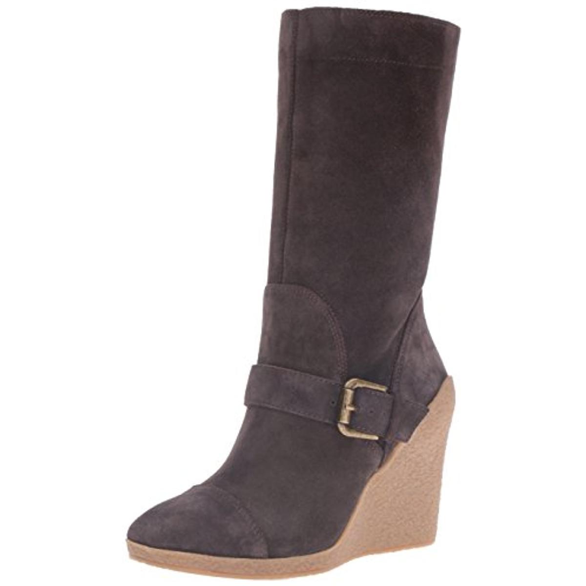 Nine West Darren Womens Suede Square Toe Wedge Boots