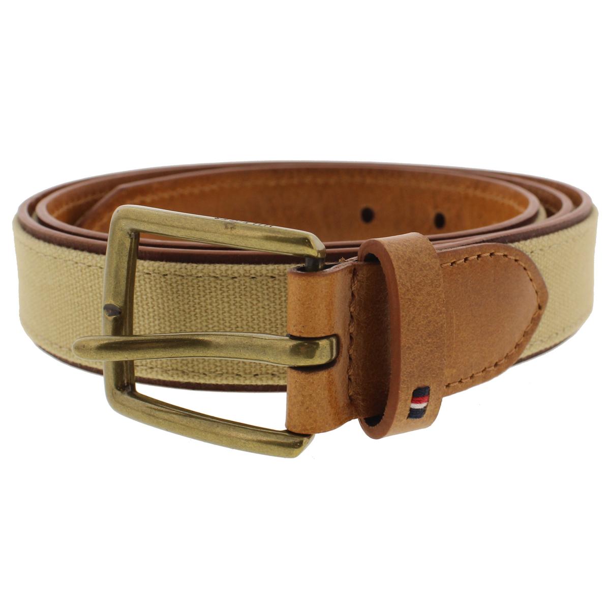 Tommy Hilfiger Mens Leather Canvas Casual Belt