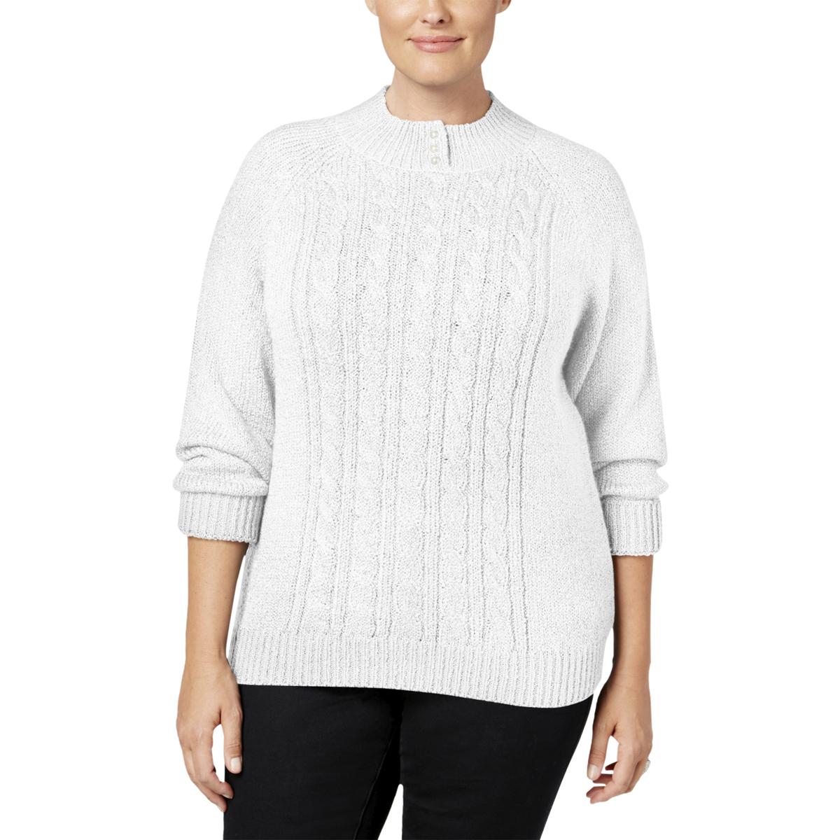 KAREN SCOTT Plus Womens Cable Knit Long Sleeves Sweater