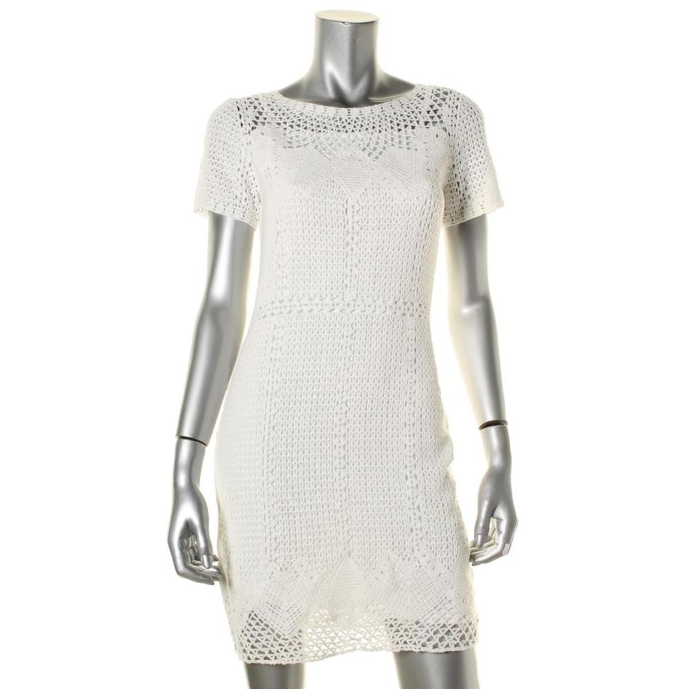 Ralph Lauren Womens Crocheted Short Sleeves Casual Dress