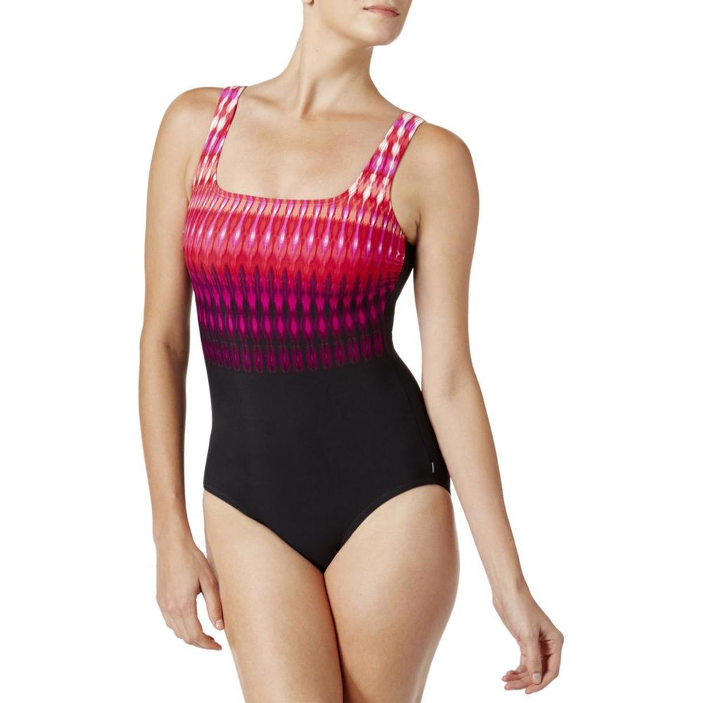 Reebok Womens Active Tribal Stipes One-Piece Swimsuit