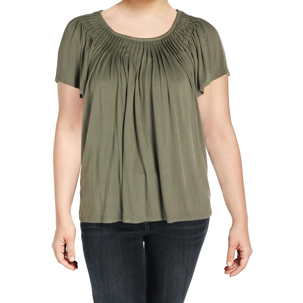 Style & Co. Plus Womens Jersey Pleated Blouse