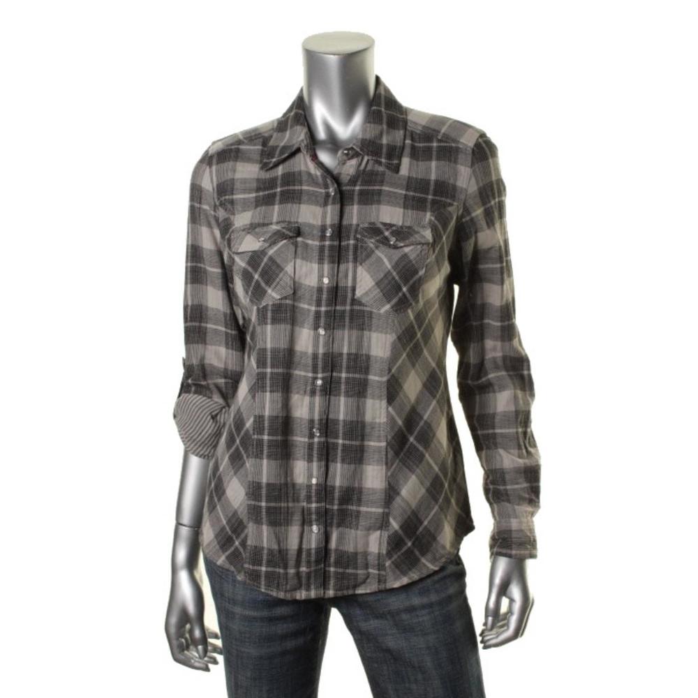 Style & Co. Womens Cotton Plaid Casual Top