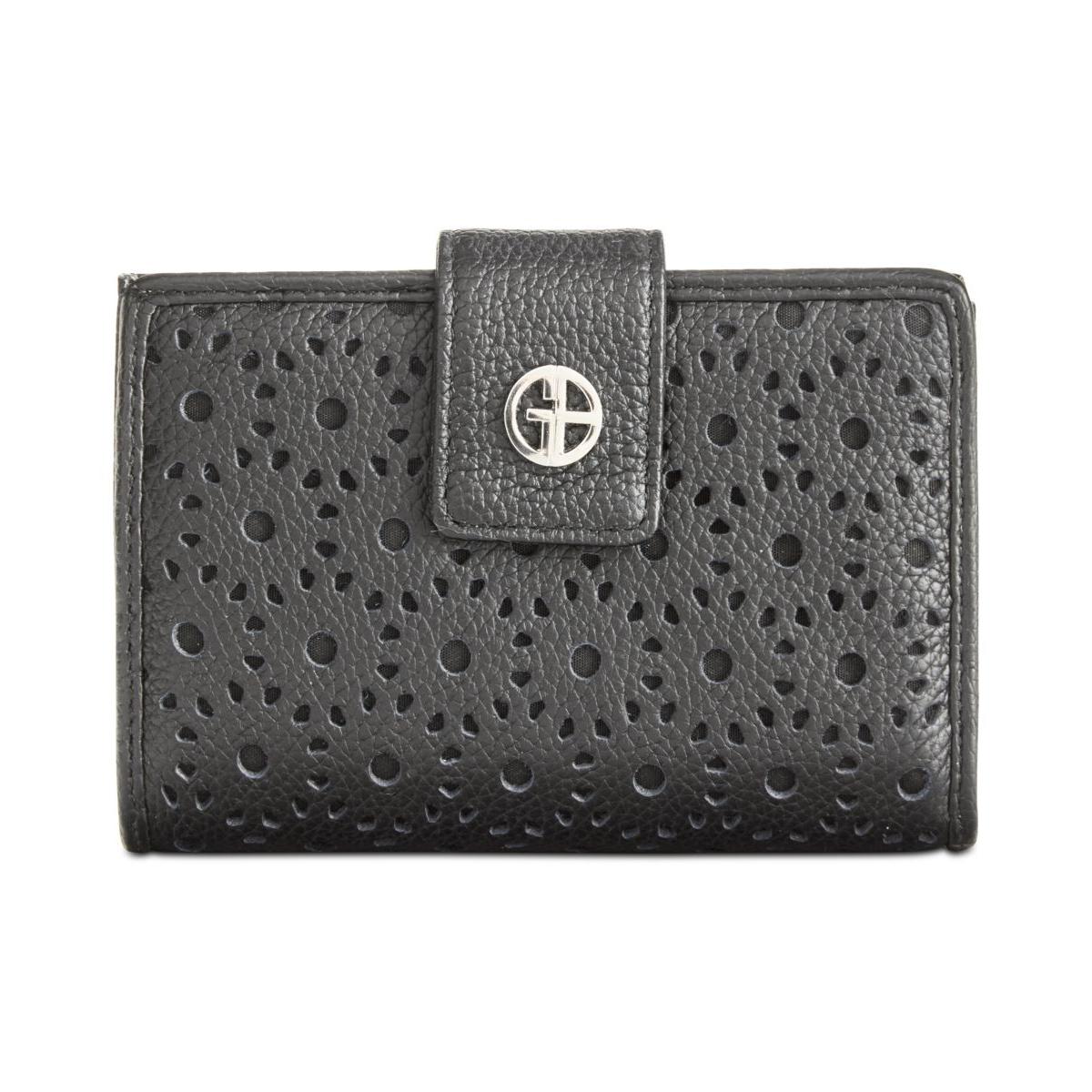 Giani Bernini Womens Perforated Leather Bifold Wallet