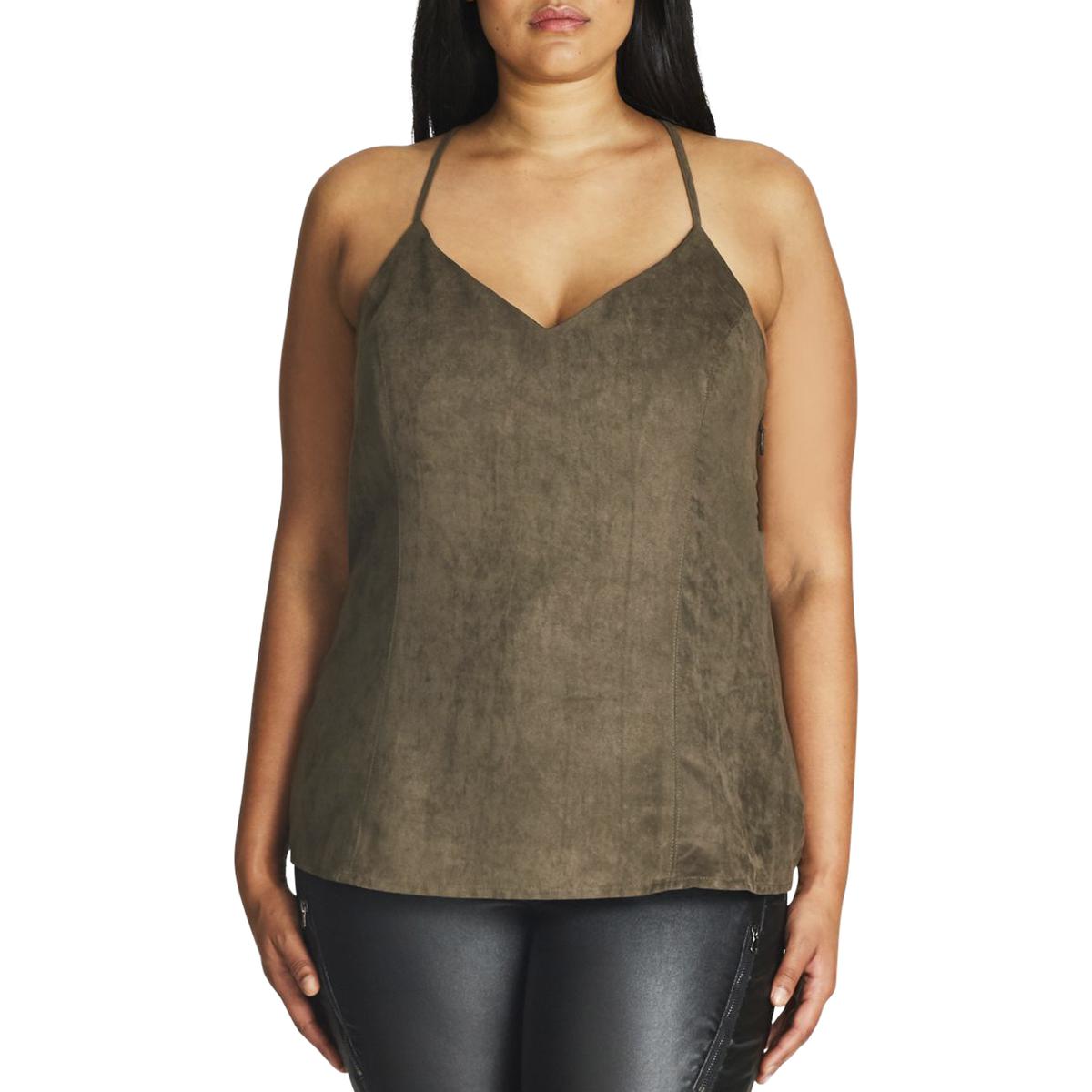 City Chic Womens Faux Suede Racerback Tank Top