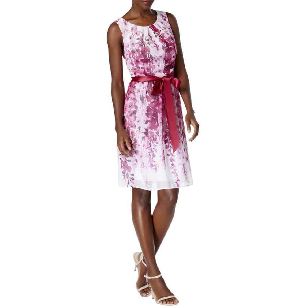 Connected Apparel Womens Chiffon Floral Print Special Occasion Dress