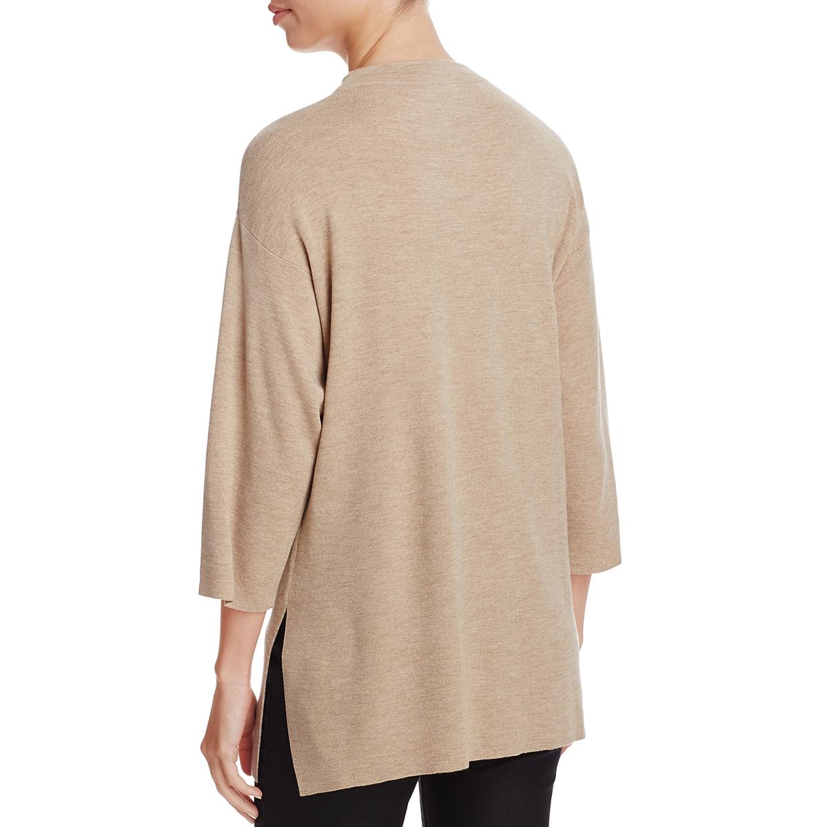 Eileen Fisher Womens Wool Mock Neck Tunic Sweater