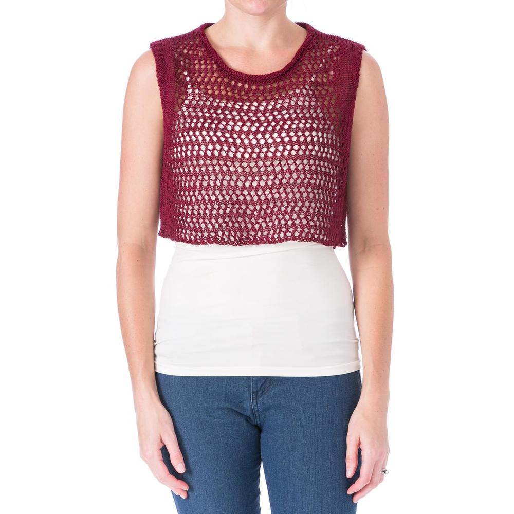 Elizabeth And James Cord Pointelle Womens Linen Sleeveless Crop Top