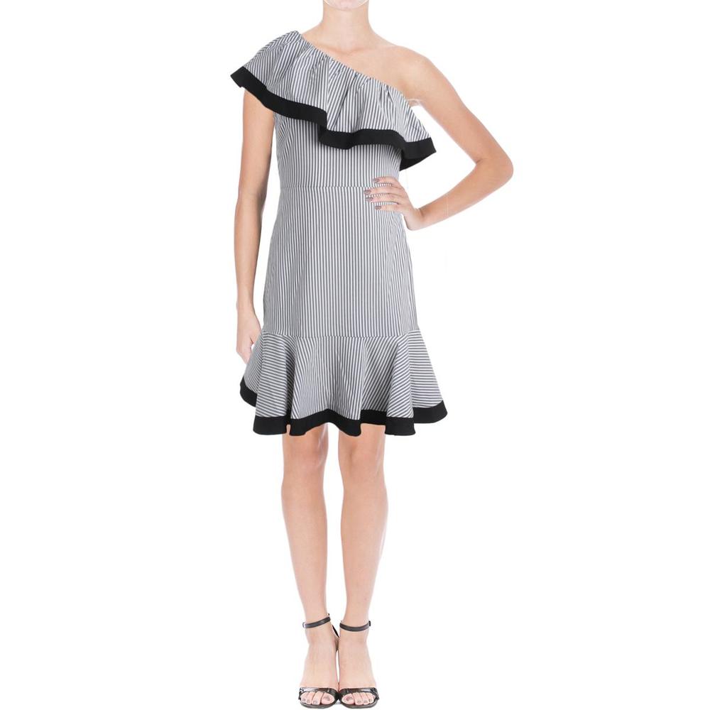 Lucy Paris Dakota Womens Striped Colorblock Flounce Dress