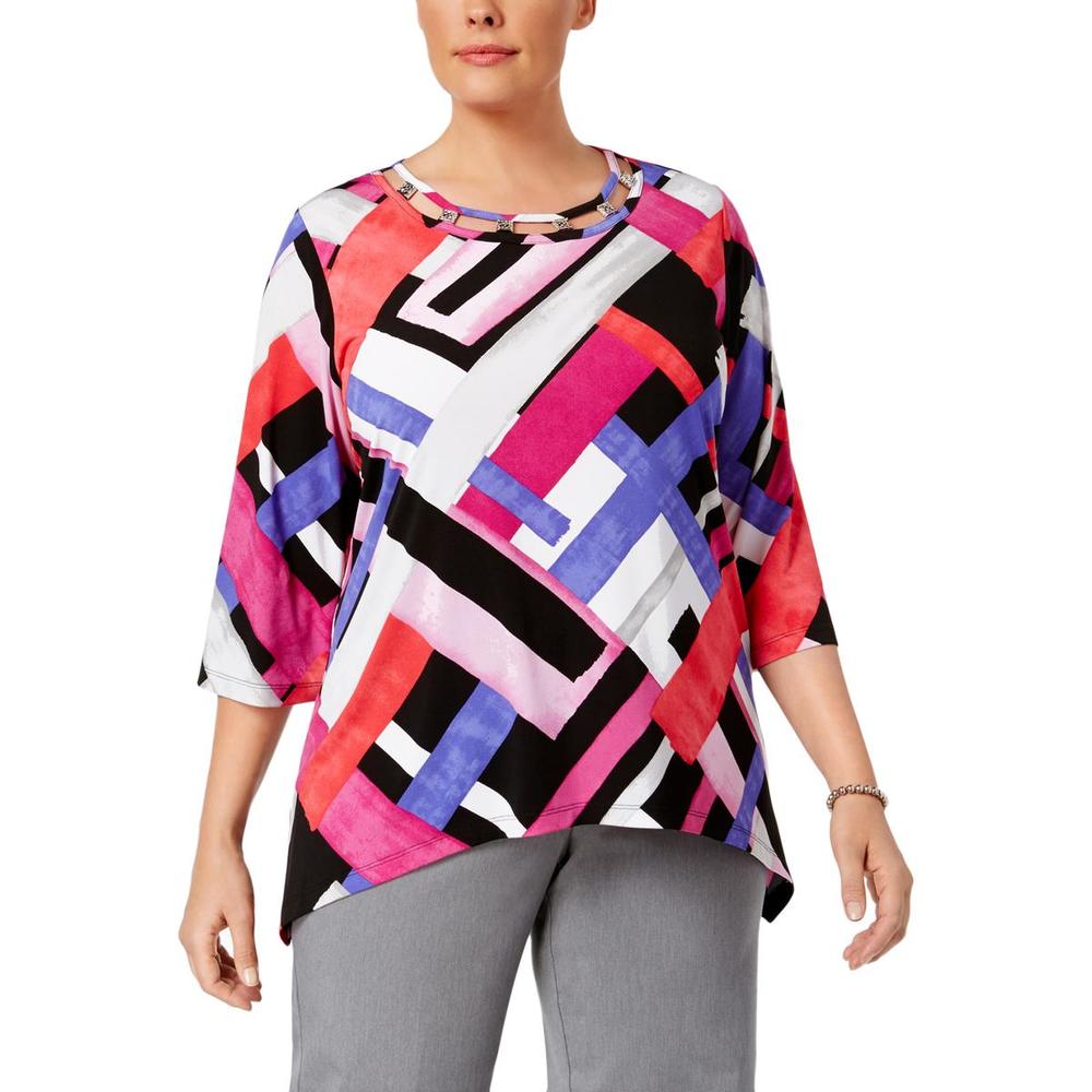 Alfred Dunner Plus Closet Case Womens Day To Night Dressy Blouse