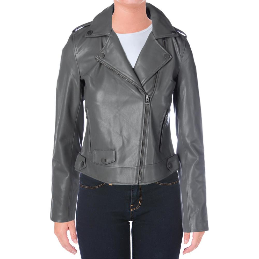 Lucky Brand Womens Faux Leather Moto Motorcycle Jacket