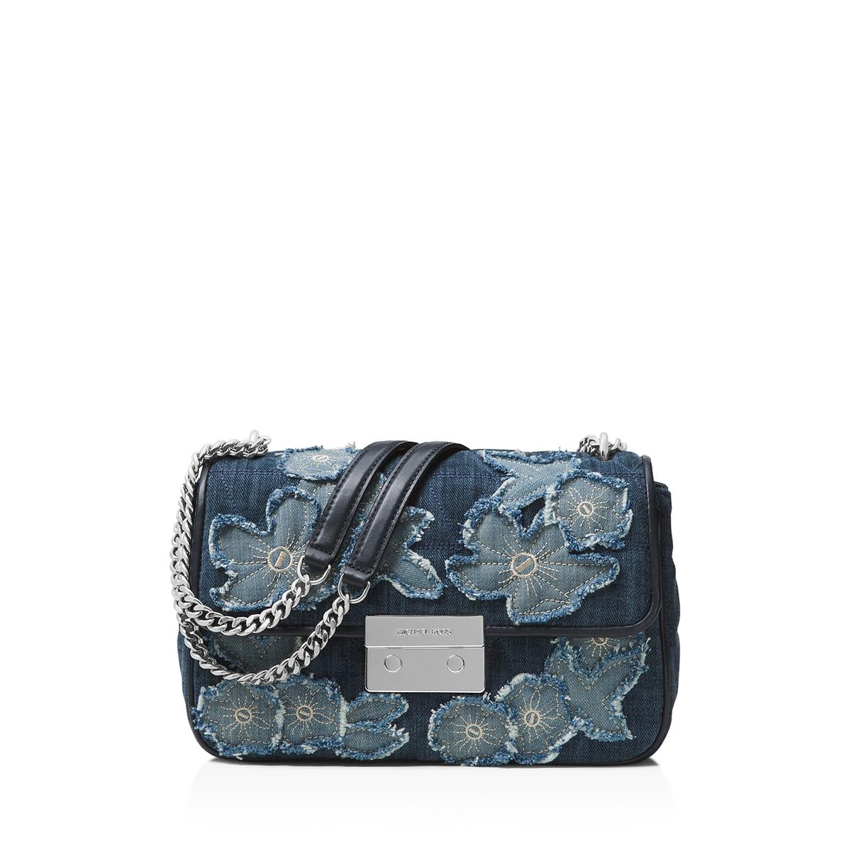 Handbags Wallets Denim Sears Michael Kors Sloan Womens Denim Embroidered Shoulder Handbag