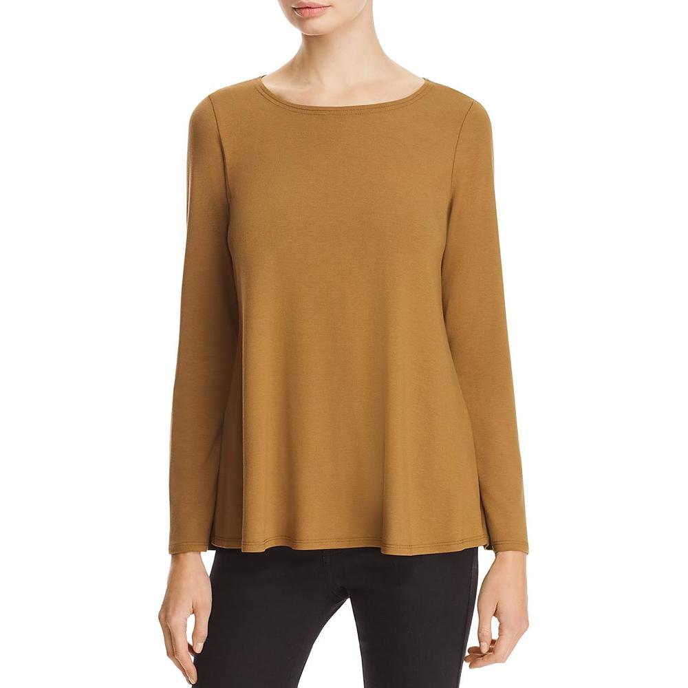 Eileen Fisher Petites Womens Office Wear Three-Quarter Sleeves Knit Top