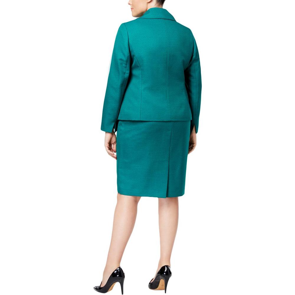 Le Suit Plus Womens Textured 2PC Skirt Suit
