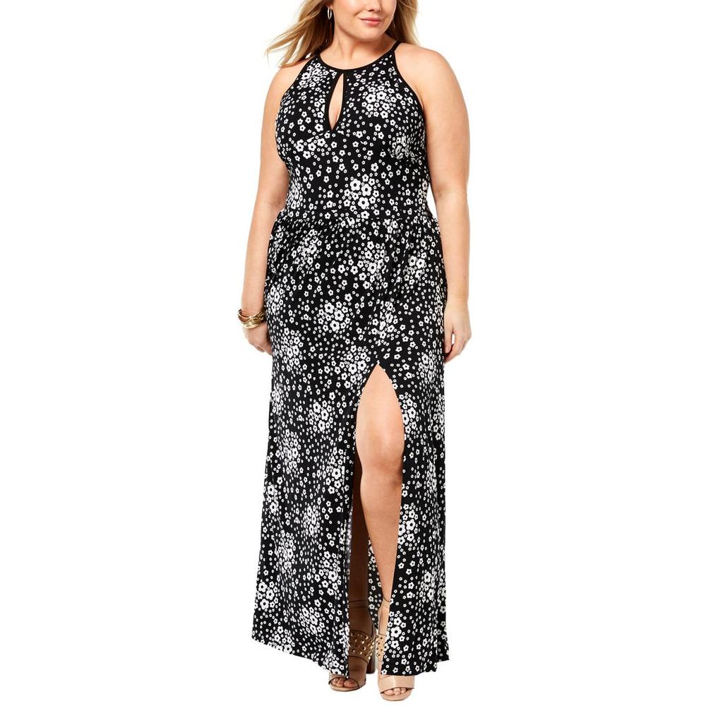 kors michael halter maxi floral womens plus dress