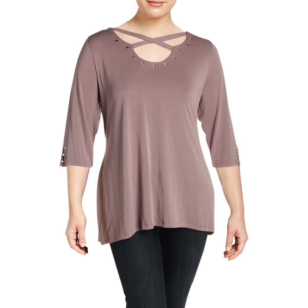ENMAIN Women's Plus Size Tunic Tops 3/4 Sleeve Blouses Casual Grey Floral Swing Flare T Shirts 2xl ENMAIN Women's Plus Size Tunic Tops 3/4 Sleeve Blouses Casual Grey Floral Swing Flare T Shirts 2xl