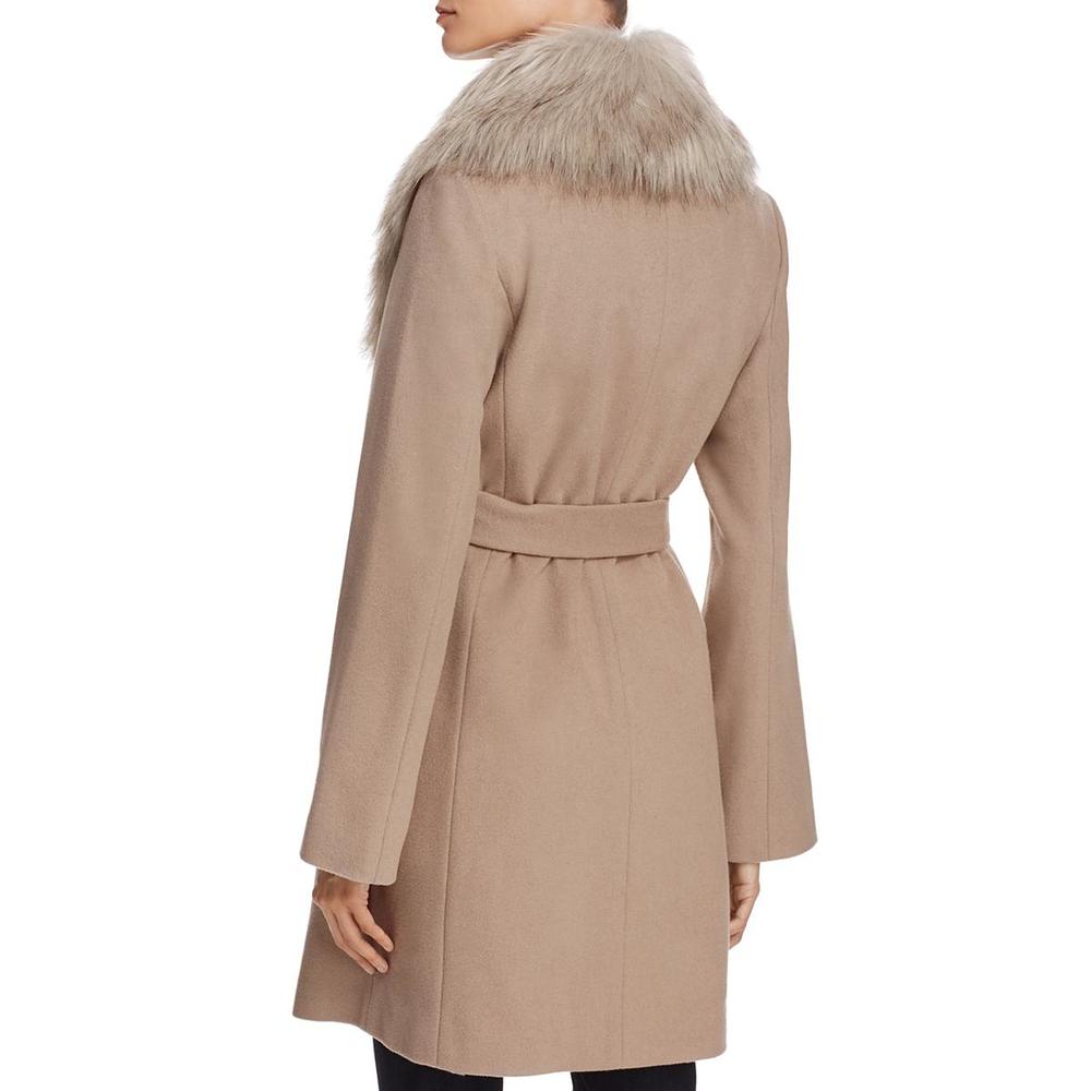 tahari women's wool wrap coat with tie belt
