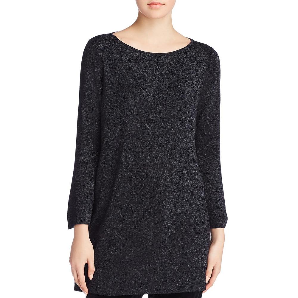 Eileen Fisher Womens Merino Wool Metallic Tunic Top