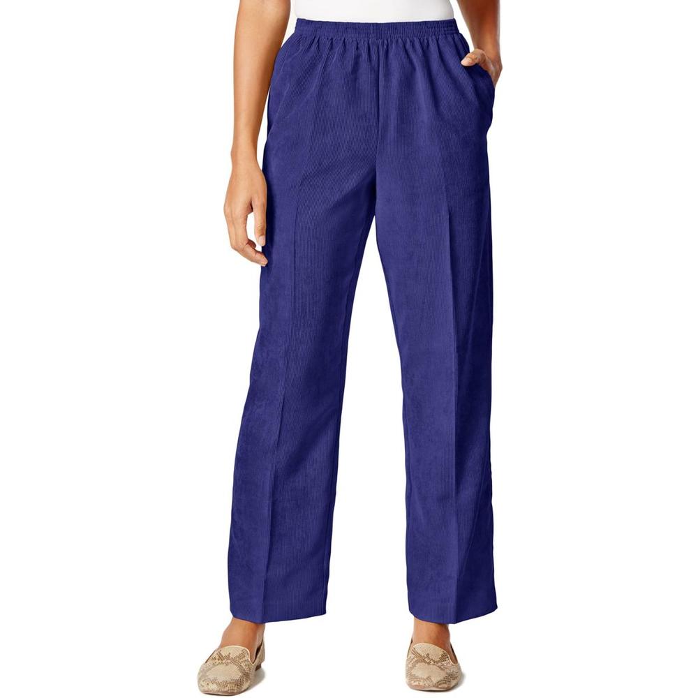 Alfred Dunner Womens Solid Flat Front Corduroy Pants