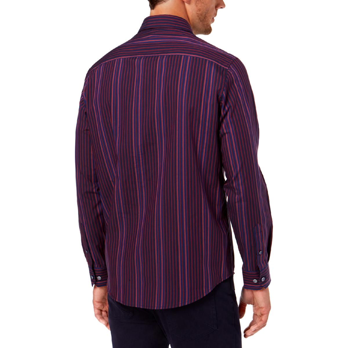 Tasso Elba Mens Long Sleeve Striped Casual Shirt