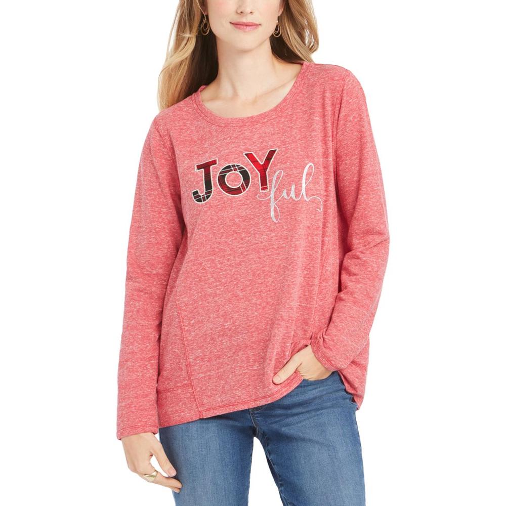 Style & Co. Plus Joyful  Womens Heathered Graphic Sweatshirt