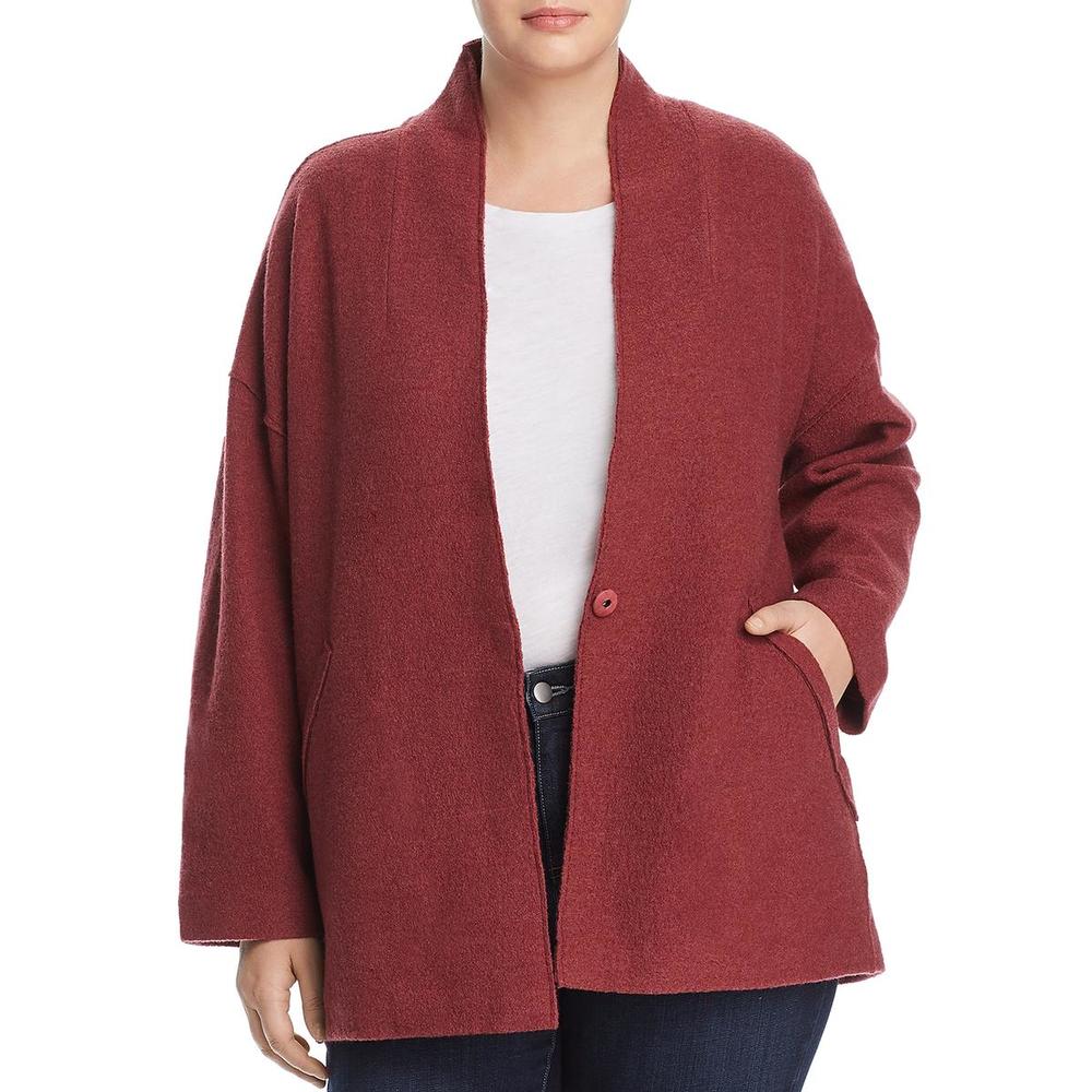 Eileen Fisher Plus Womens Lightweight Merino Wool Jacket