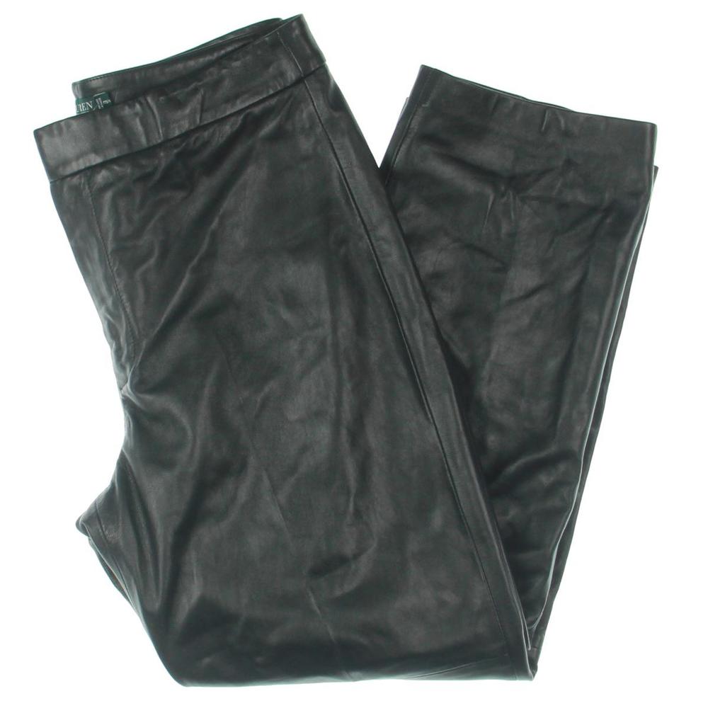 Ralph Lauren Ayden Womens Ankle Faux Leather Straight Leg Pants Ralph Lauren Ayden Womens Ankle Faux Leather Straight Leg Pants