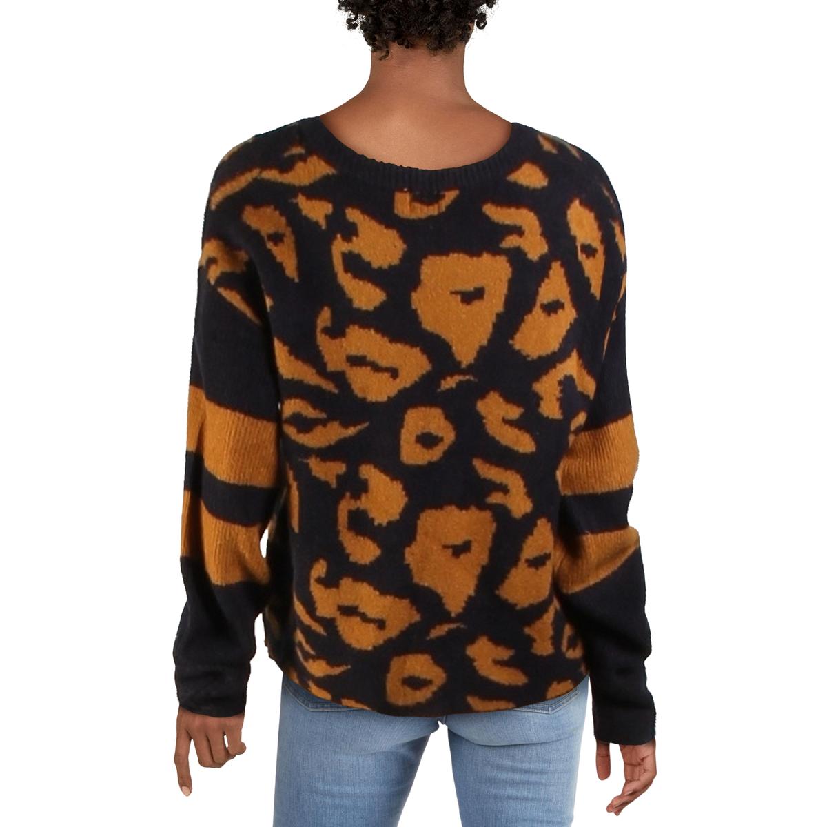 John Jenn Womens Printed Crew Neck Crop Sweater John Jenn Womens Printed Crew Neck Crop Sweater