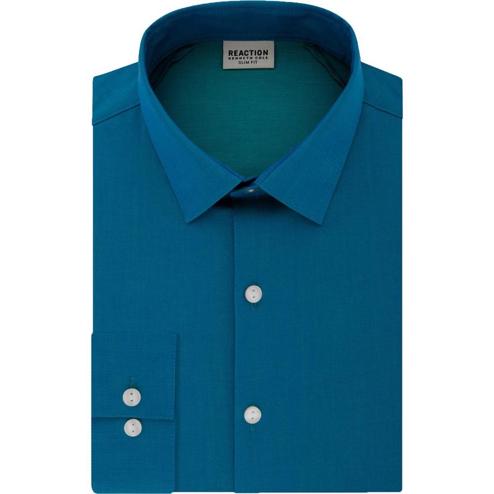 Kenneth Cole Reaction Men's Long Sleeve Check Shirt - Double Chest Pockets, Button-Down Collar